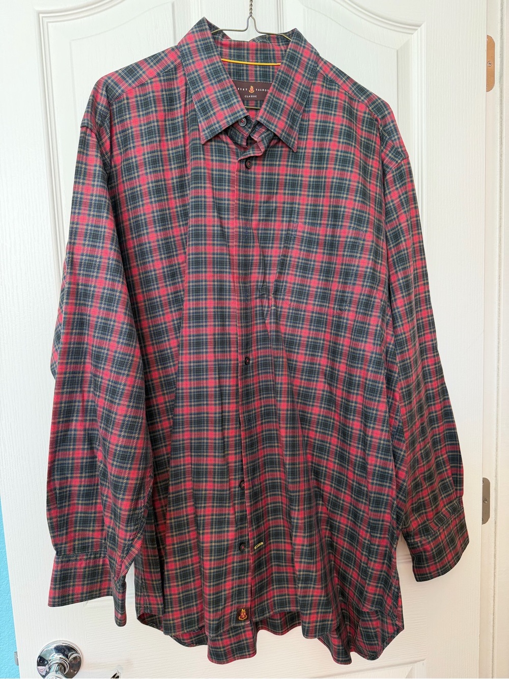 Robert Talbott Red and Green Plaid Men's Button-Down Shirt